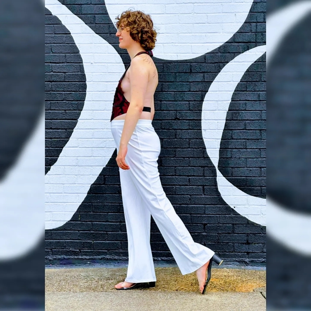 White High Rise Wide Leg Pants | Size M